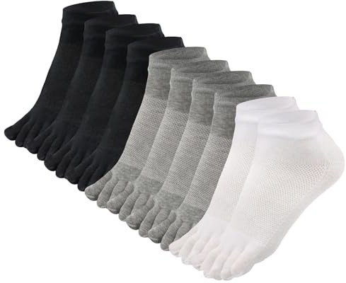 Soleeya 5 Pares Calcetines 5 Dedos Deportes Algodón Mujer Talla 35-39, Transpirable Calcetines Cortos de Cinco Dedos Mujer Verano Tobilleros Separadores de Dedos (B)