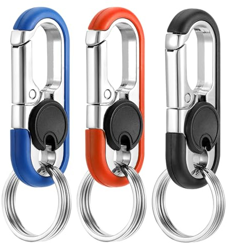 ValueBargain Key Chains for Men, 3 Pcs Heavy Duty Key Rings, Car Keychain for Men & Women Daily Carry Anti-loss Design, (Multi-colored, 6.8 X 2.7 cm)