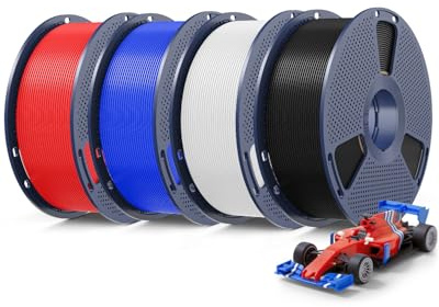 SUNLU Lot de 4 bobines de filament PLA+ 2.0 pour imprimante 3D, filament PLA amélioré de 1,75 mm, impression à haute vitesse, plus résistant et plus solide, 1 kg par bobine, pack de 4, noir + blanc +