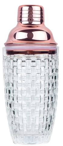 Rersduyt 13Oz Glass Cocktail Shaker Set - Glass Shaker for Cocktails, Drink Shakers Cocktail and Cocktail Shakers Rose Gold Easy to Use