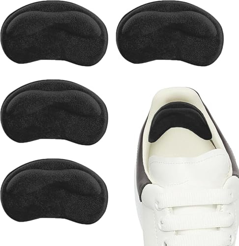 Self-Adhesive Heel Cushion Pads 2 Pairs – Anti-Slip Heel Grips Inserts, Blister Prevention Shoe Filler, Comfort Heel Liners for Men Women Shoes, Sneakers, Heels, Boots, Flats Insoles (Black)