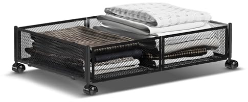 1 contenitore portaoggetti da mettere sotto il letto, con ruote, multifunzionale, per casa, dormitorio, visibile, pieghevole, organizer per cassetti, maniglia per giocattoli, vestiti, libri, scarpe