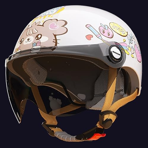 Casco De Moto Abierto para Niños con Visera Solar, Casco Jet para Moto Infantil Homologado ECE 22.06, Casco para Ciclomotor para Niños Y Niñas De 3 A 12 Años.