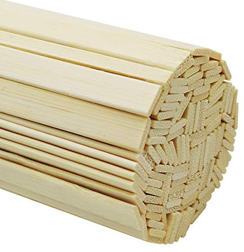 Worown 120 pcs 40cm Strong Natural Bamboo Strips, Wooden Craft Sticks, Extra Long Wood Strips for Craft Projects