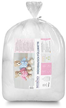 Merino-Betten Füllwatte 500g Beutel | Füllmaterial aus 100% Polyester Hohlfaser | Bastelwatte formbeständig und extra flauschig