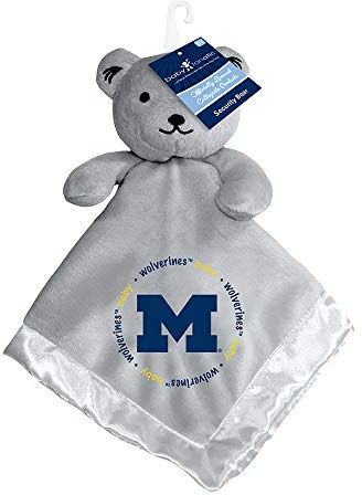 Baby Fanatic Toddler Security Bear Blanket, Michigan Wolverines, Plush Stuffed Animal, Gray