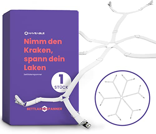 Haveable® Bettlakenspanner verstellbar - für Matratzen ab 1,20m - Premium Bettlaken Spanngurte mit hochwertiger Metallspange - für faltenfreie Bettlaken, Wohnmobilmatratzen & Topper