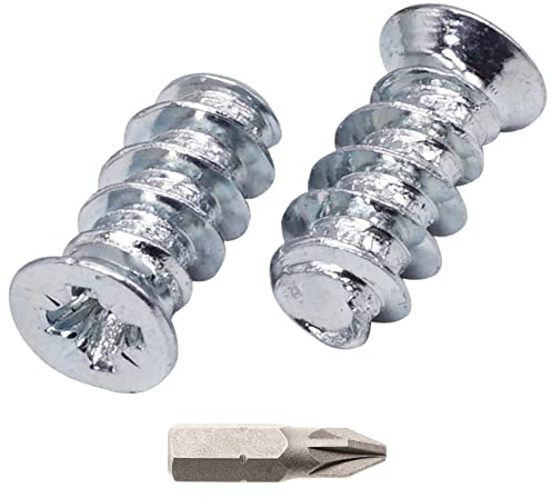 SKIR'CO (100 uds.) Tornillos europeos cincados de 6,0 x 13 mm, tornillos para corredera de cajón, cabeza avellanada plana, tornillos para bisagras