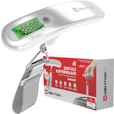 Bilancia digitale per valigie, fino a 50 kg, bilancia per bagagli con gancio e display LCD, bilancia digitale da viaggio per valigie, bagaglio a mano, volo, vacanze e gadget da viaggio