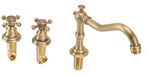 Robinet à Trois Trous en Cuivre, Double Poignée, étanche, Résistant à la Corrosion, Beau Robinet de Lavabo de Salle de Bains G1/2, Robinets D'évier (Antique)