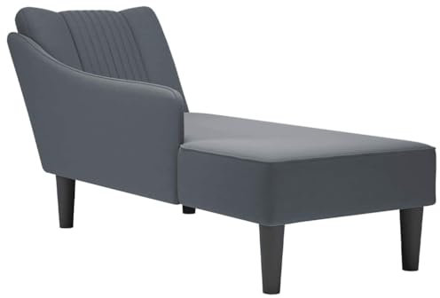 vidaXL Chaiselongue mit Rechter Armlehne Dunkelgrau Samt, Recamiere, Loungesessel, Lounge Sofa, Lounge, Loungesofa, Wohnzimmersofa, Akzentsessel