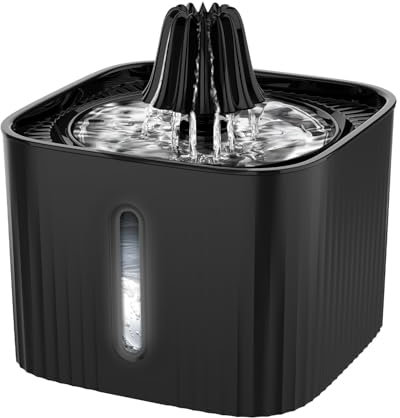 E-SMARTER Cat Water Fountain for Drinking, 2.5L Quiet Pet Fountain with Filter & Sponge, Visible Water Level Pet Water Bowl, Cactus Shaped, Pet Water Fountain for Multiple Pets, Black