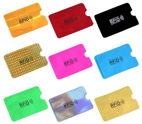 June tech Colorful RFID Card Holder, 9 Pcs Credit Card Protector RFID Blocking Card, Card Protector Sleeves Set, RFID Blocking Sleeves for Women Men