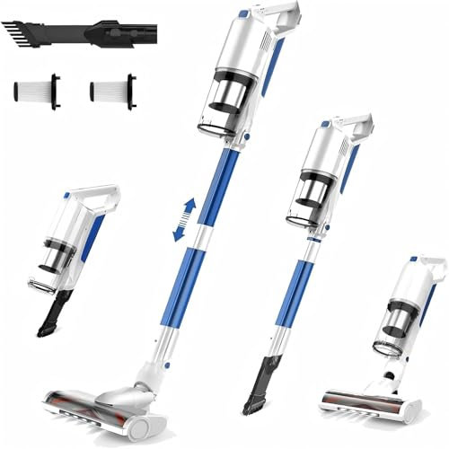 Whall Cordless Vacuum Cleaner, Upgraded Strong Suction Brushless Motor Cordless Stick Vacuum Cleaner, Lightweight Handheld Vacuum for Home Pet Hair Carpet Hard Floor, up to 55mins Runtime,Blue