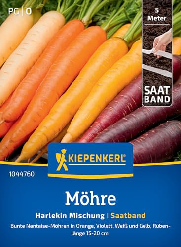 Kiepenkerl Möhrensamen Harlekin Mischung F1 1044760 - Saatband für bunte, abwechslungsreiche Ernte - Für Gartenliebhaber und kreative Küchen - Gemüsesamen 5 lfd. Meter