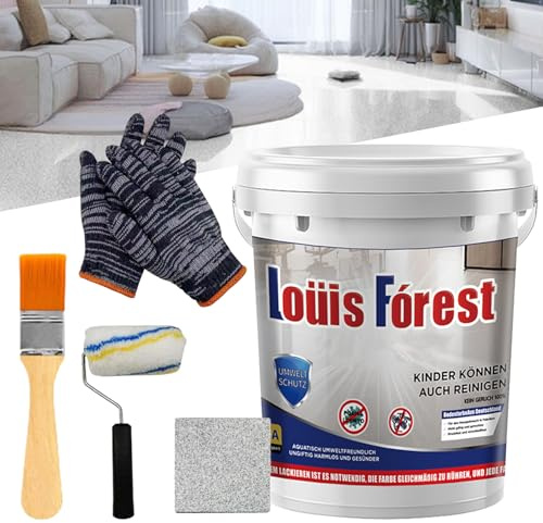 Vgpbphj Rivestimento per pavimenti epossidico ad alta lucentezza con effetto marmo, Vernice epossidica Louis Forest, vernice epossidica impermeabile a base d'acqua, antiscivolo, senza odore pungente