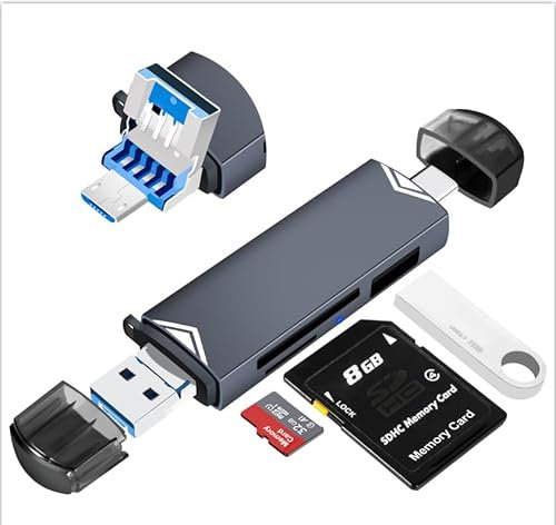 YIIFELL SD Kartenleser, Triple-Port USB (A/C/Micro) Kartenlesegerät, 3 in 1 SD Card Reader Micro Sd Adapter für Flash Drive/SD/Micro SD/TF/SDHC/SDXC, Kompatibel mit Laptop Handy und Tablet