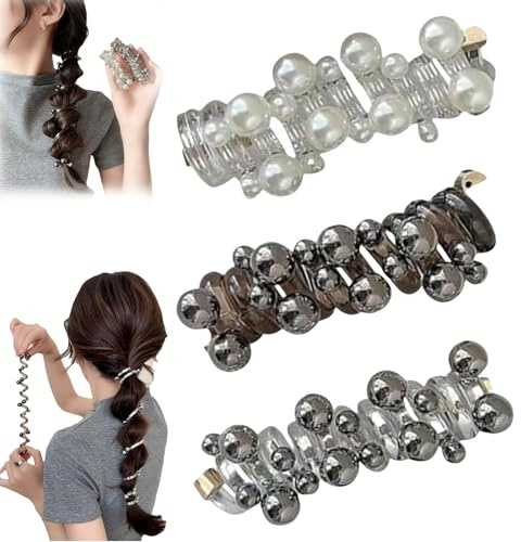Alambre de pelo trenzado para pony, bandas elásticas para el pelo, alambre de teléfono de perlas, lazos elásticos suaves en espiral para mujeres y niñas, banda impermeable para cola de caballo para