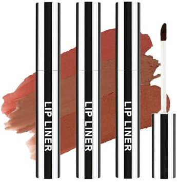 Set de 3 Delineadores de Labios Peel Off,Tinte de Labios de Larga Duración,Impermeable y Resistente a Transferencias,Marrón Claro,Marrón Oscuro,Burdeos,Alta Pigmentación y Acabado Mate