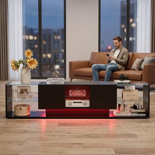 FOERPL - Mueble para TV LED, 200 cm, mesa de almacenamiento y televisión, salón con banco de TV