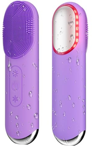 Cepillo eléctrico de limpieza facial, limpiador de silicona para terapia de frío y calor con modos de vibración para limpieza profunda de poros y masaje, dispositivo exfoliante recargable para el