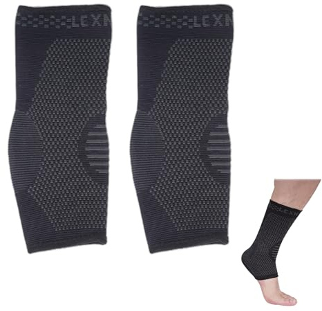 Cyberwork 1 Paire Chevillère de Maintien Sport – Chevillère Entorse avec Compression (Pied Gauche et Pied Droit), Noir Attelle Cheville Tricotée Élastique pour Course, Fitness & Quotidien, Unisexe