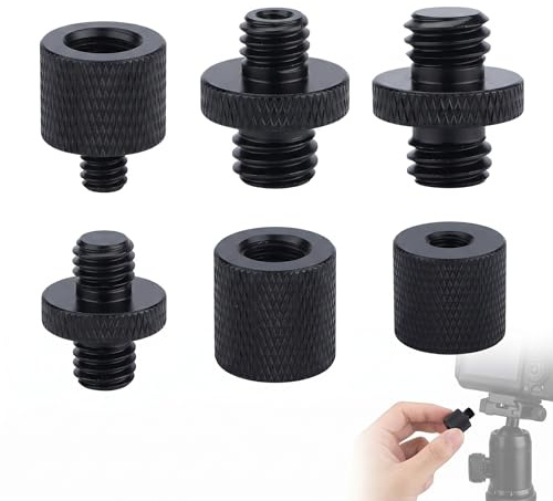 6 Pezzi Adattatore Vite Fotocamera 1/4 a 3/8 Convertitore Filettato per Treppiede, Monopiede, Testa a Sfera e Braccio Microfono, Kit Accessori Fotografia Professionale Maschio e Femmina
