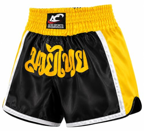 ACES SPORTS Muay Thai,Boxing Shorts,MMA Training Fight Wear (L)