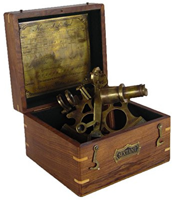 Messing Sextant von Kelvin & Hughes von 1917 in edler Holzbox