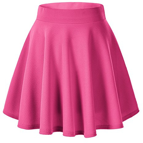 Urban Coco Minifalda para Mujer, Estilo Patinadora, básica, versátil, elástica, Acampanada, Informal, Rosa, XS