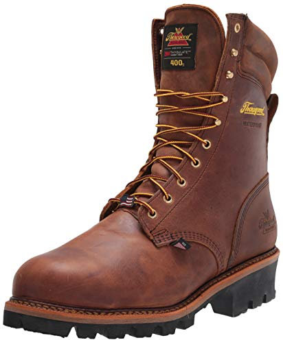 Thorogood Logger Series 9” Waterproof Insulated Steel Toe Work Boots for Men - Premium Leather with 400g Thinsulate and Vibram Slip-Resistant Heel Outsole, Trail Crazyhorse - 11.5 M US