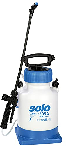 Solo 305 A 5 Liter Drucksprüher für saure Reinigungsmittel im pH Bereich 1-7 mit Standfuß, blau, weiss