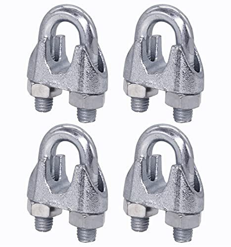 (4 Stück) Drahtseilklemmen M12, Kabelclips, DIN 741, Stahlklemme für Ø 16 mm Drahtseil, U Bolzensattel (4 Stück, M12 für Ø 16 mm)