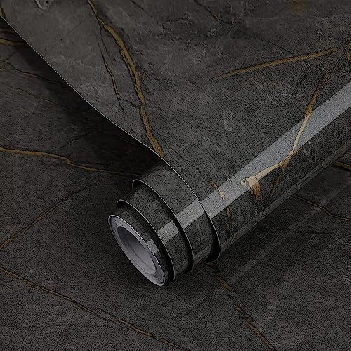 Decoroom Möbelfolie Marmor Folie Selbstklebend 60x500cm Klebefolie Marmor Schwarz Granit Wasserdich Dekorfolie Küchenschrank Küchenfolie Aufkleber für Möbel