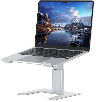ALASHI Laptop Stand for Desk, Computer Stand Adjustable Height, Ergonomic Notebook Laptop Riser, Aluminum Metal Holder Compatible with 10 to 17.3 Inches Notebook PC Computer, Silver