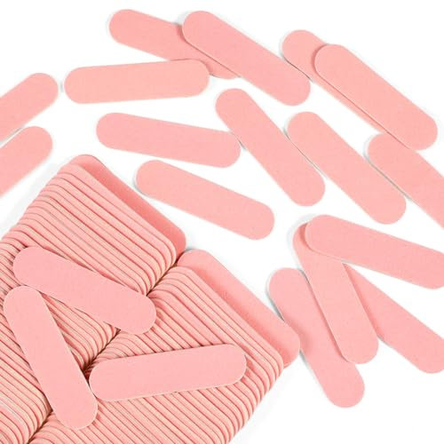 JSRQT 100 Piezas Mini Limas de Uñas Profesionales 180/240 Doble Cara Tablero De Esmeril para Uñas de Gel Limas para Uñas Acrilicas para Uso Doméstico y Salón Herramientas de Manicura (Rosa)