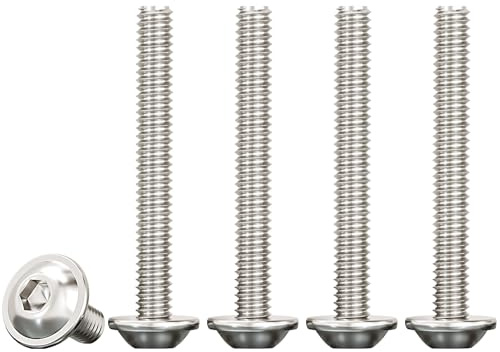 Drenky M4x40mm Tornillos de Acero Inoxidable A2 V2A, 50 Piezas Tornillo de Cabeza Alomada con Brida Y Hexágono Interior Tornillo a Máquina Hexagonale Totalmente Rosca Métrica