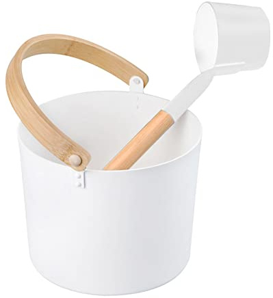 Aluminum Sauna Bucket - Sauna Barrel With Matching Ladle, Aluminum Sauna Bucket Kit | Luxurious 7 Liter Finnish Sauna Aluminum Bucket With Long Handle And Spoon Set