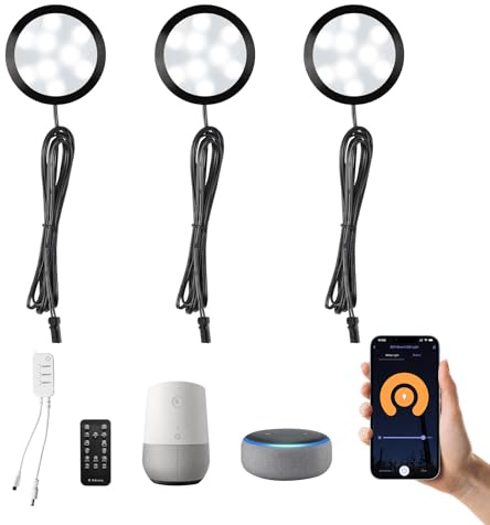 LABOREDUCER 3 Pack Smart Under Cabinet Lights Hardwired,Dimmable LED Light for Kitchen Under Cabinet with Alexa Google Remote APP Control for Under Counter Lights for Cabinet Closets(Cold White)