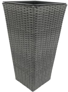 CB Home & Style Pflanztopf Rattan Grau Pflanzkübel Pflanzengefäß Blumentopf Blumenkübel Kunststoff (25x25x50cm)