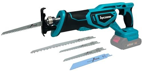 Professional Akku Säbelsäge, Kabellose Reciprosäge kompatibel mit Makita 18V Akku, ideal für Sägearbeit mit Holz/Stahl, 22 mm Hublänge, Inklusive 4x Säbelsägeblatt, ohne Akku und Ladegerät