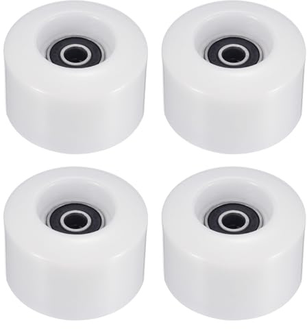 YOKIVE 4 Pcs Skateboard Wheels with Bearing, 80A Skate Scooters Replacement, Great for Skateboarding, Outdoor Street Sports (White, 55mm OD)