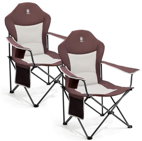EVER ADVANCED Lyxig campingstol, vikbar 160 kg, lastbar ultrastor med hög rygg, bekväm vaddering, fällstol, camping, trädgård, balkong, strand, camping, stol, fåtölj, trädgårdsstol, fiskarstol