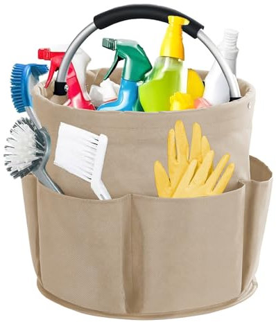 Kiswleon Cesta de limpieza de 17 litros con asa, organizador de cesta de limpieza, organizador de limpieza plegable para ahorrar espacio, organizador de cubo de limpieza para organizador de productos