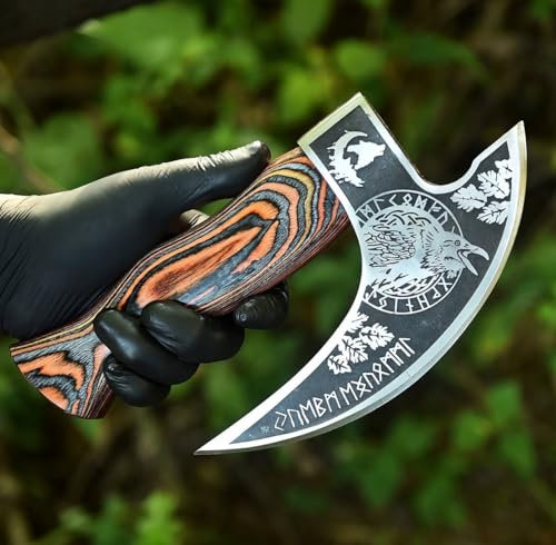 Pizza Cutter Odin New Viking Hatchet Pizza Mini Cutter Axe, Small Camping Pizza Slicer Axe, Best Axe Small Pizza Slicing with Premium Leather Sheath