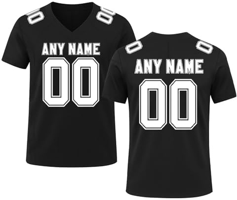 Personnalisé Maillot de Football Américain T Shirt, Americain Oversize Sport Tee Rugby Shirt Personnalisable avec Nom Numéro L'équipe et Logo