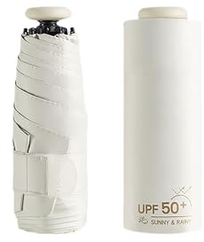 Mini Paraguas de Viaje con Protección UV UPF 50 99,9 % , Compacto/Ligero, Pequeño Portátil, Mochila/Bolso Plegable Paraguas de Bolsillo, Resistente a La Lluvia/Bloqueo/para Mujeres y Niños