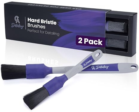 CA Detailing 2pc Car Detailing Brushes Interior - Hard Bristle, Quality Car Interior Cleaning Brush Set, Automotive Car Interior