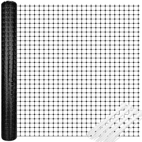 1m x 25m Garden Fencing with 100 Cable Ties - 2.7mm Plastic Temporary Barrier for Dogs, Chickens, Rabbits & Vegetable Protection, Poultry & Pet Safety Enclosure