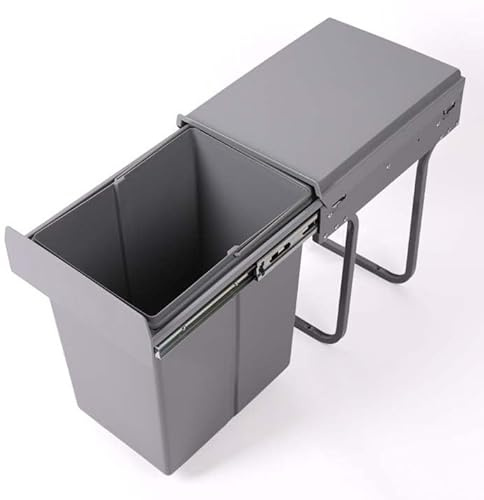 TYQMYSM Cabinet Built-In Trash Can, 20L Capacity Pull-Out Kitchen Garbage Bin with Retractable Rails & Odor-Sealing Lid, Space-Saving Waste Sorting System for under Sink
